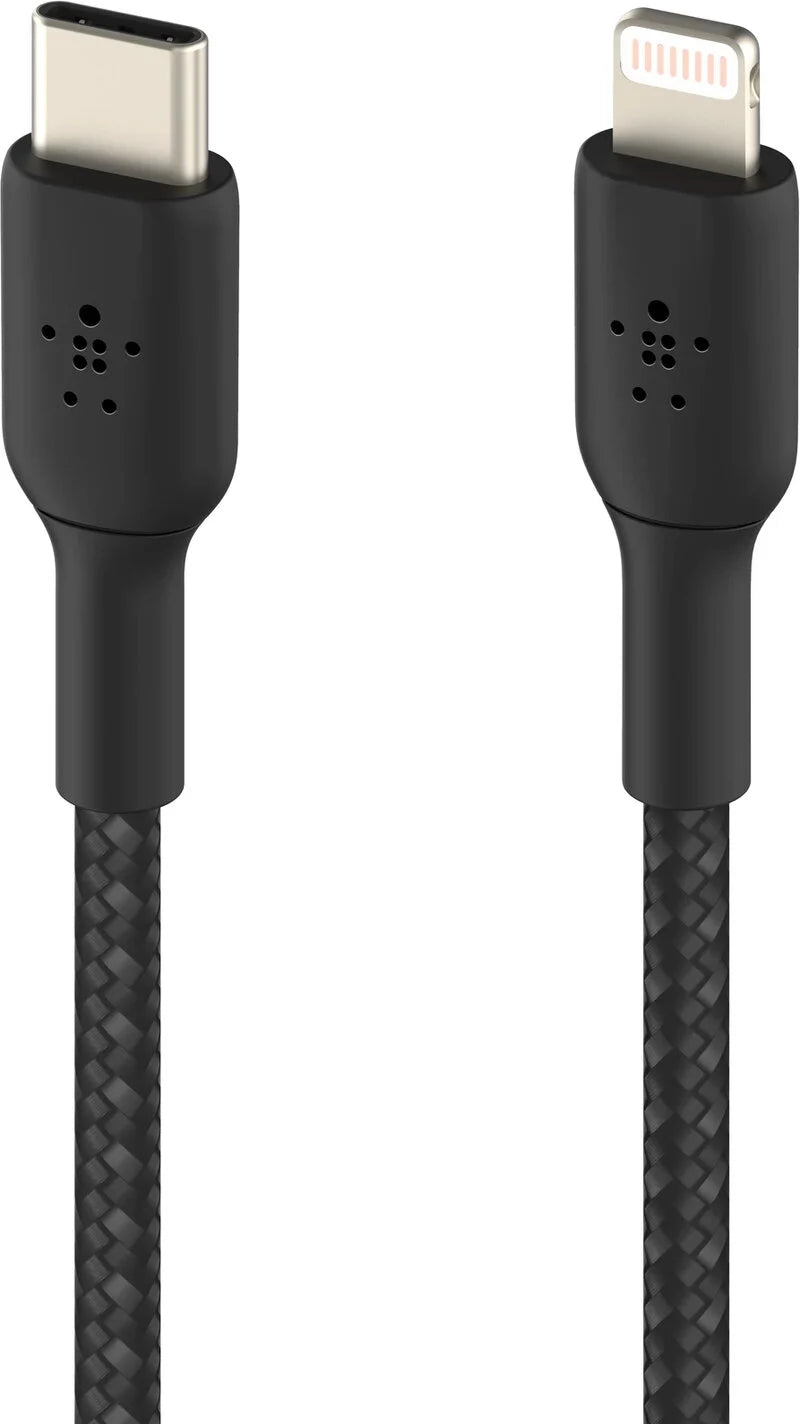 Belkin Nylonflätad Lightning till USB-C kabel, 1 meter